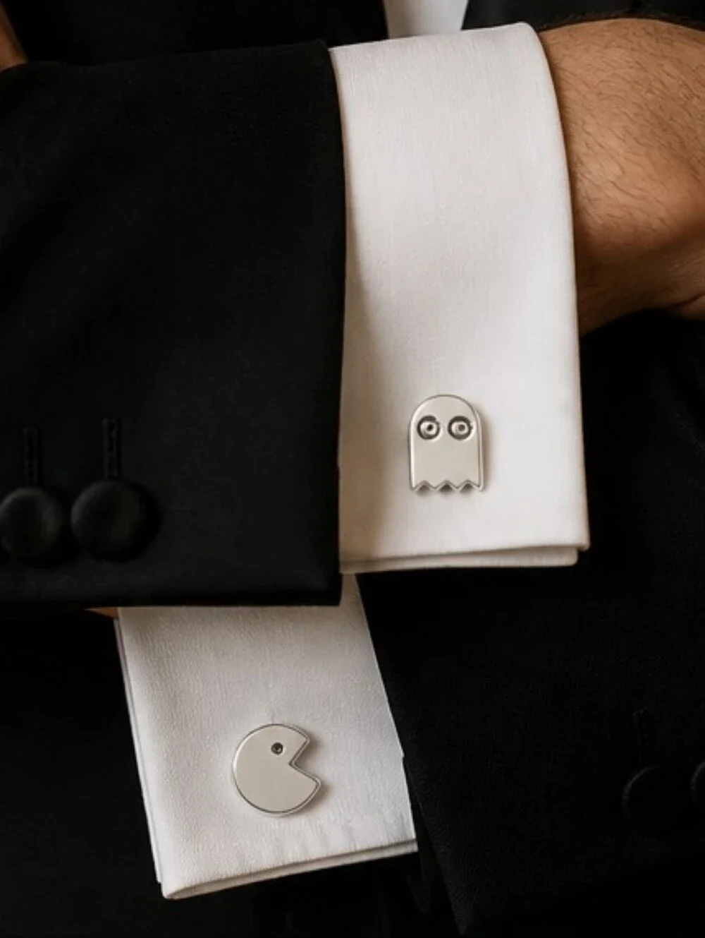 Pac-Man Ghost Retro Arcade Cufflinks Maze Gamer 80s Video Game Geek Groom Gift